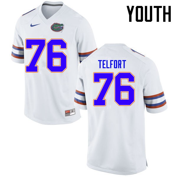 Florida Gators Youth #76 Kadeem Telfort College Football Jerseys White